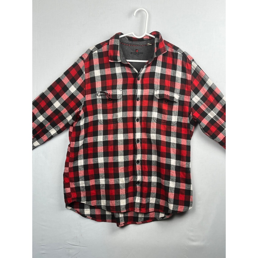 Woolrich‎ Flannel Shirt Mens XL Red Black Buffalo Plaid Button Down Long Sleeve